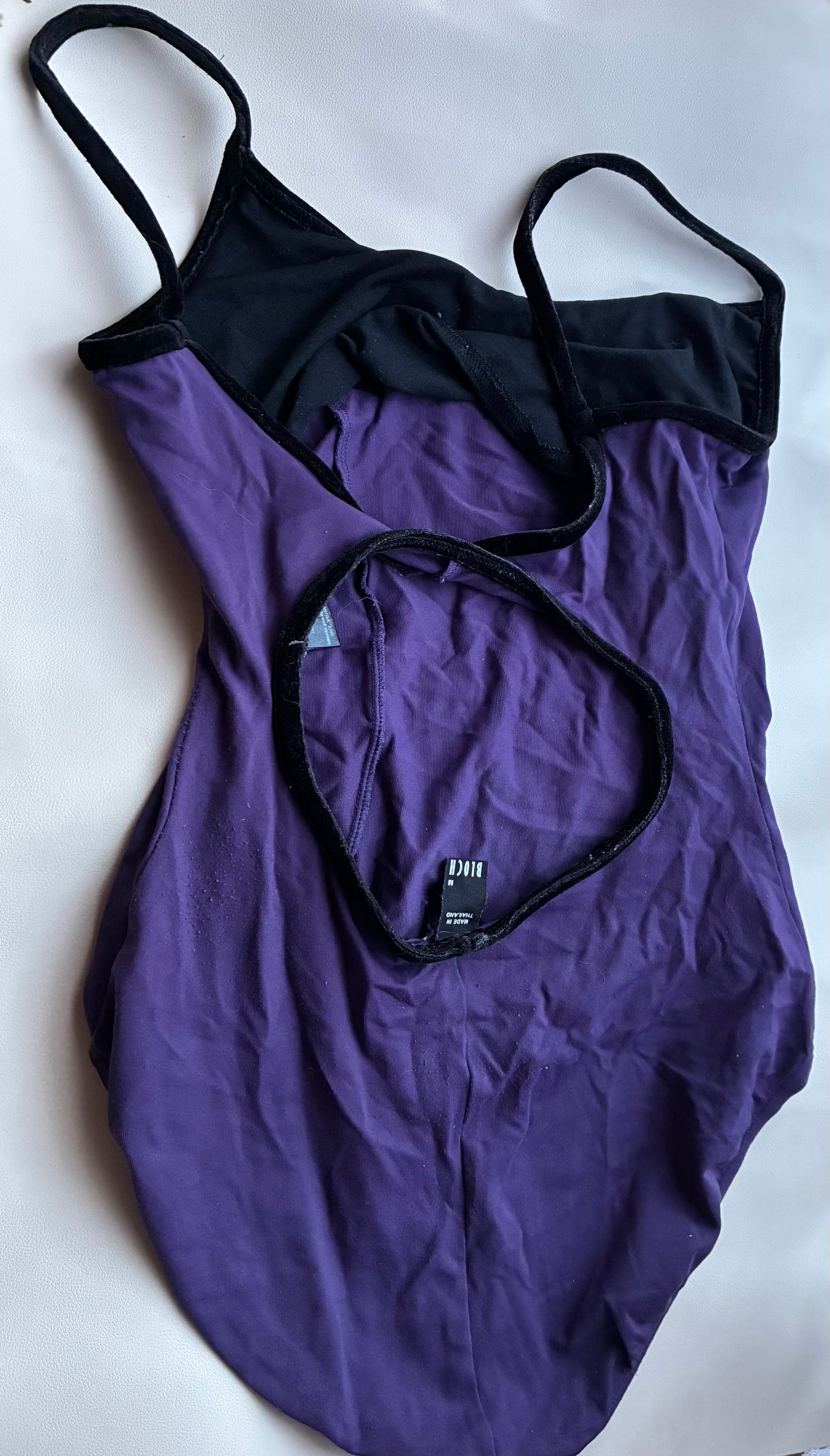 Bloch Purple leotard Velvet Trim - Size Adults M