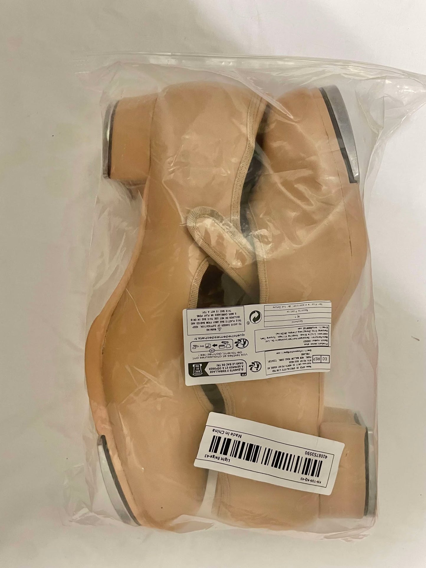 Tan Tap Shoes Mary Jane Velcro. Size 43