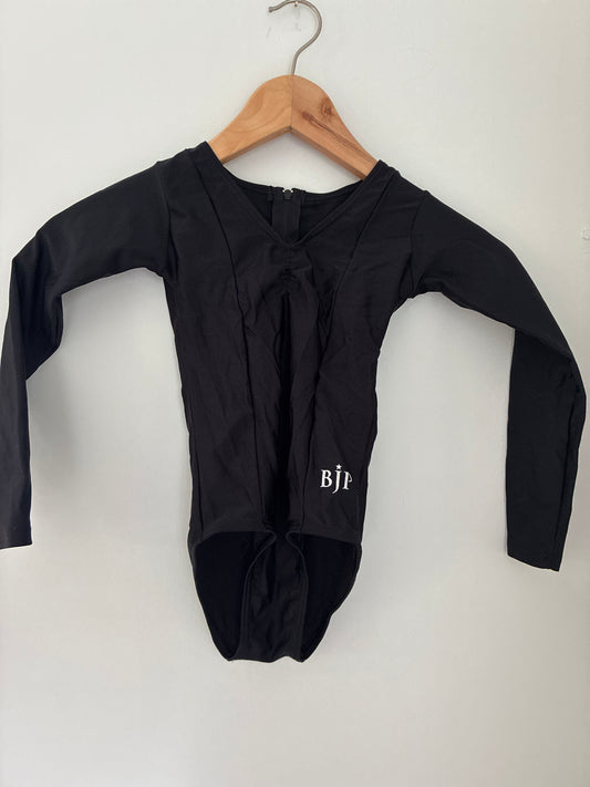 BJP black long sleep zip up leotard - child’s size 4