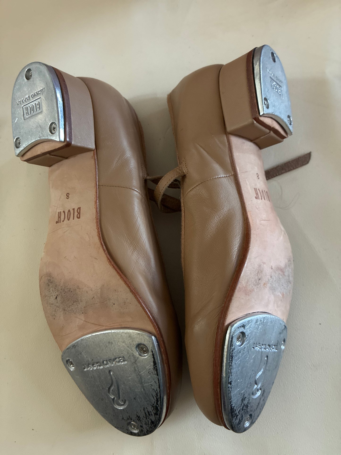 Bloch Tap on Tan shoes - Adult 8