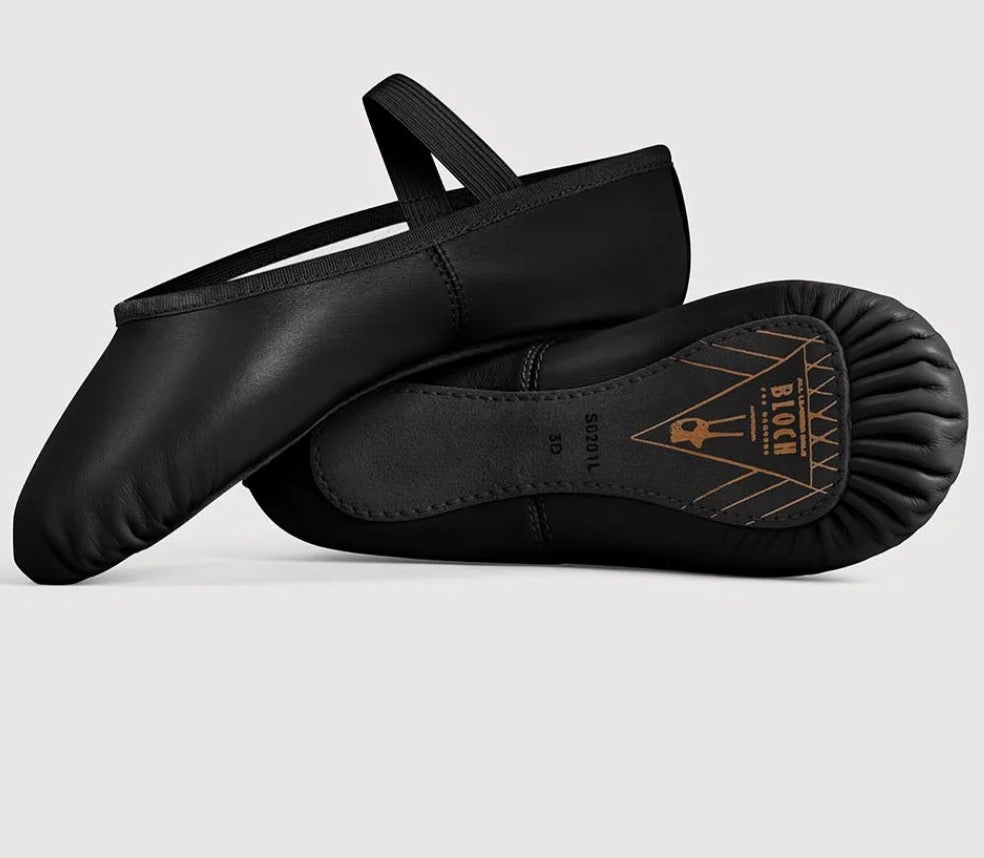 Bloch Pro-light Leather Black Full Sole Ballet Shoes Child Size