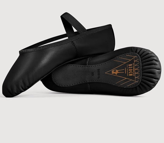 Bloch Pro-light Leather Black Full Sole Ballet Shoes Child Size