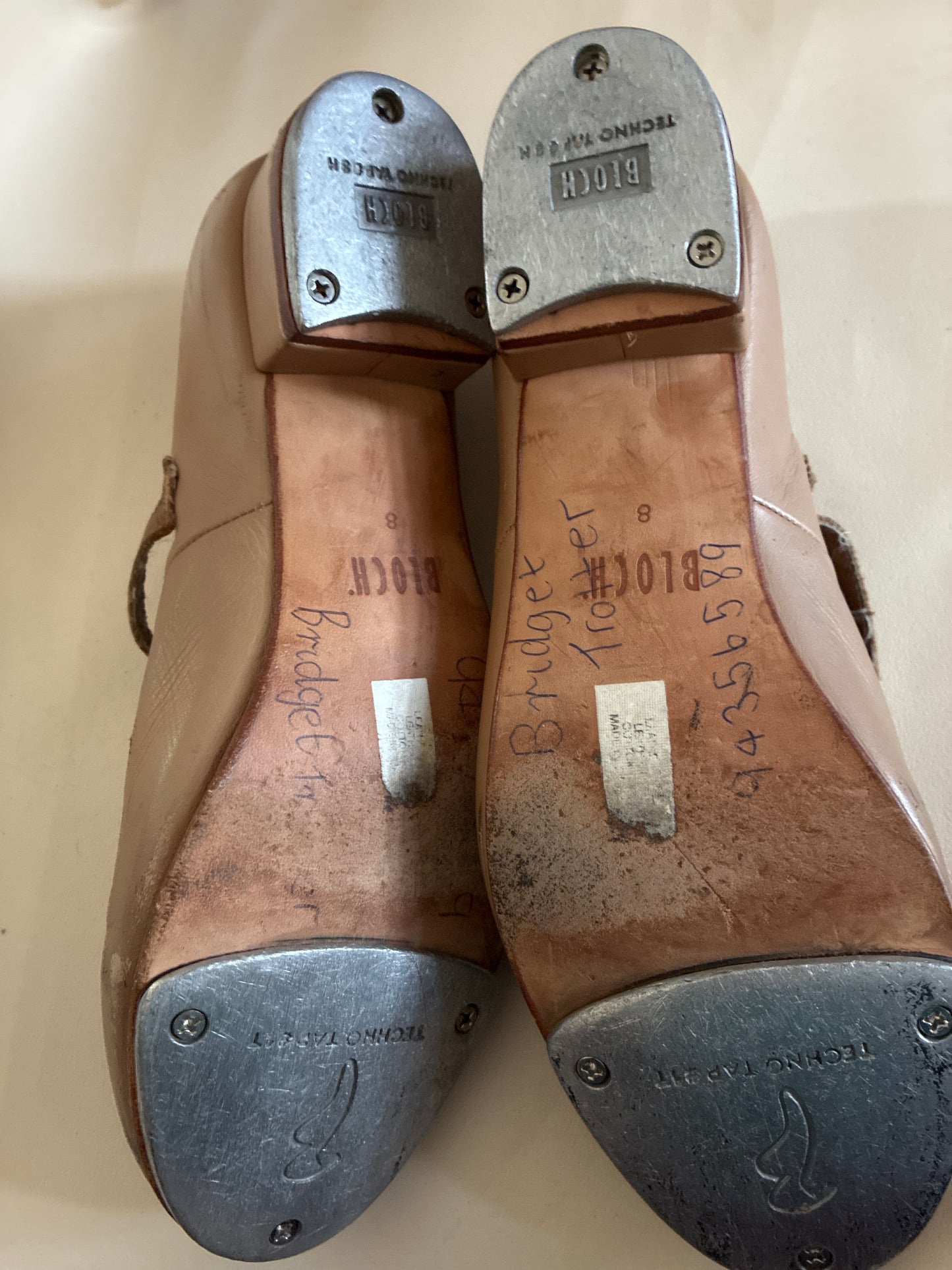 Bloch Tap on Tan shoes - adult 6