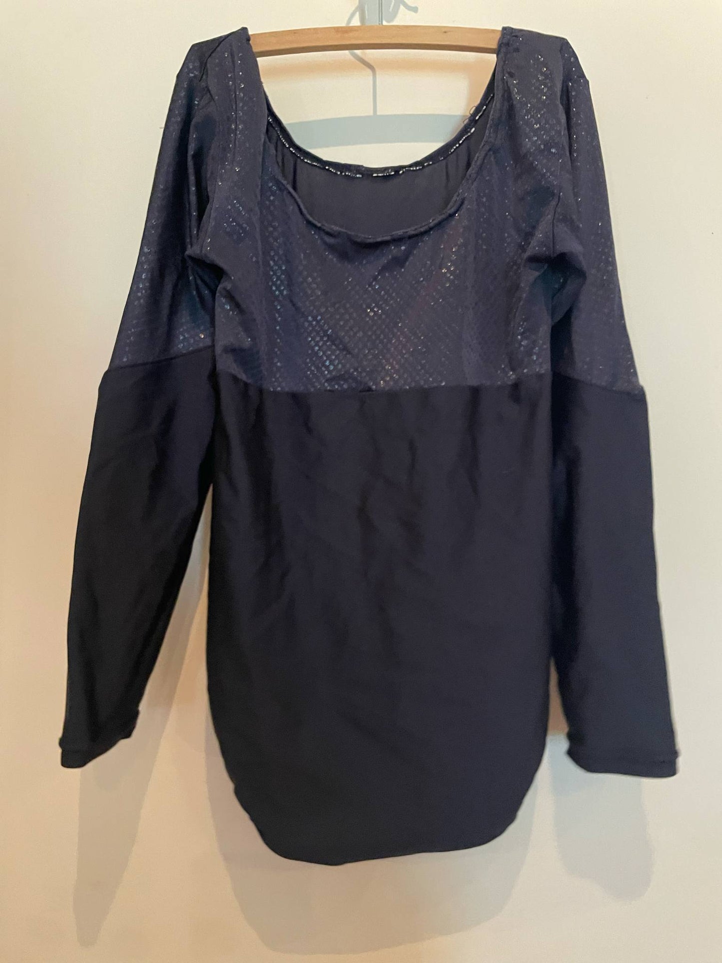 Black Long Sleeve Leotard Hi Shine Lycra Children's 12