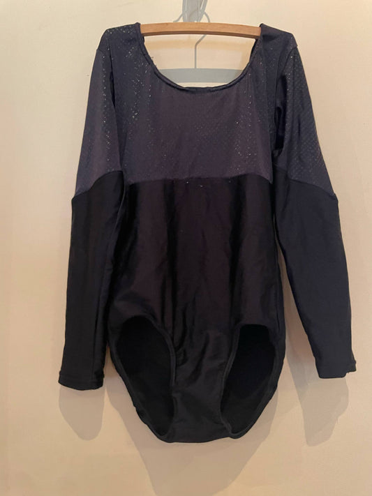 Black Long Sleeve Leotard Hi Shine Lycra Children's 12